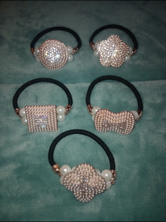Accessories - Boutique Faux Pearl Accent Hair Ties- Pick One